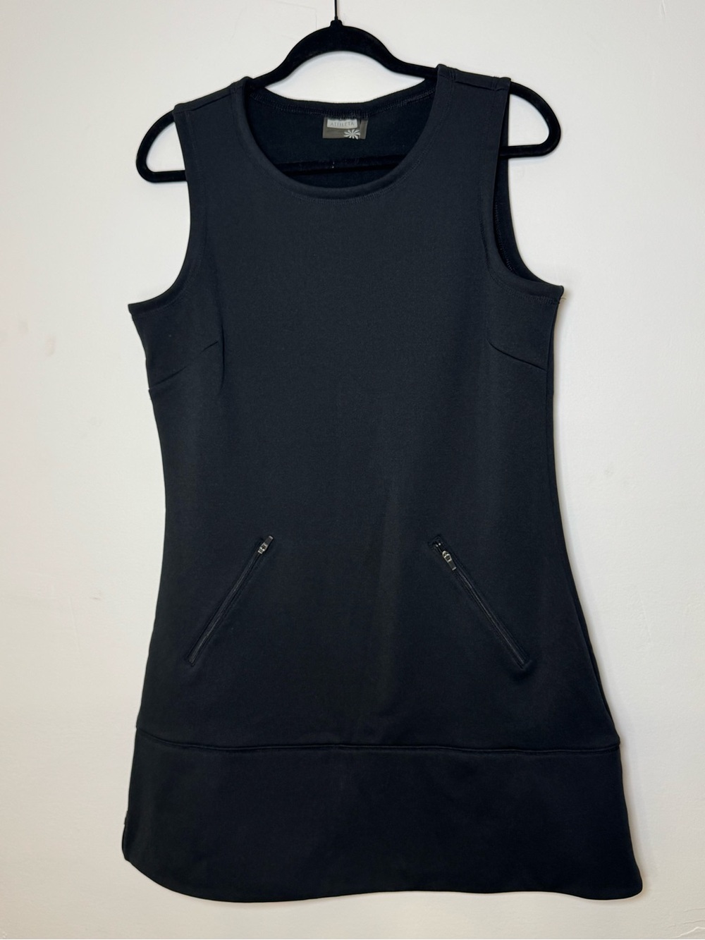 Athleta Black "Hot When You’re Not" Fleece Lined Sleeveless Tunic Dress EUC M